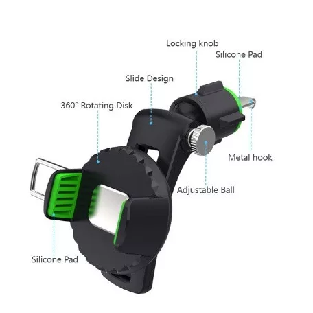 Autós mobiltelefon tartó 360°-ban forgatható