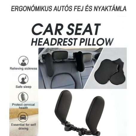 Ergonómikus autó fej és nyaktámla fekete